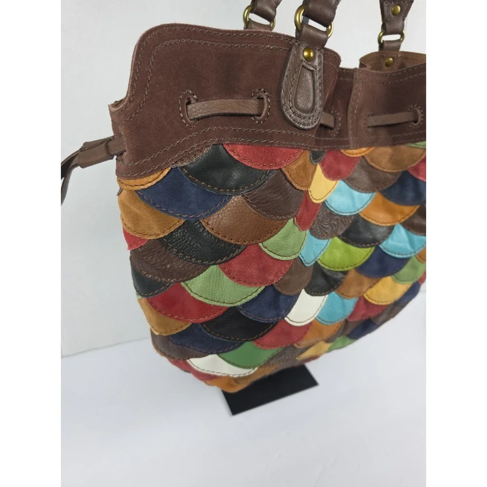 Vtg Y2K Lucky Brand Sabrina Hobo/Shoulder Bag Scalloped Patchwork Leather